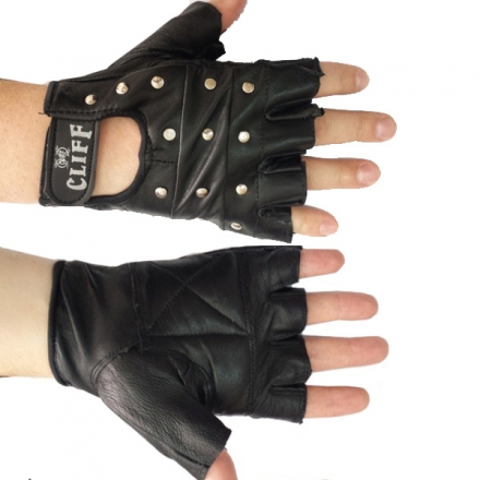 Перчатки тяжелоатлетические Cliff ОМОН р-р XXL, кожа с металлическими клепками, фото 1