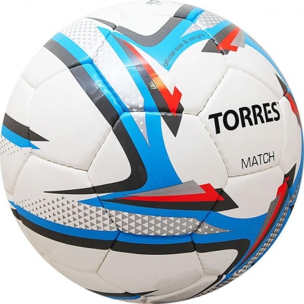 Мяч футбольный &quot;TORRES Match&quot;, р.5, 32 панели. PU, бело-серебряно-голубой, фото 2