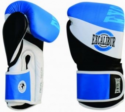 Перчатки боксерские Excalibur 8003/03 White/Black/Blue Буйволиная кожа