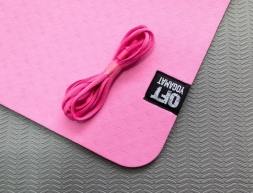 Мат для йоги 6 мм двухслойный розовый-серый