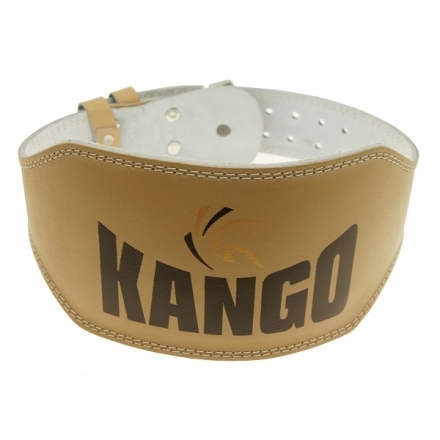 Пояс для тяжелой атлетики Kango Fitness бежевый, кожа размер  S, фото 1