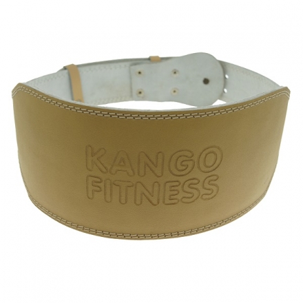 Пояс для тяжелой атлетики Kango Fitness бежевый, кожа размер  XL, фото 1