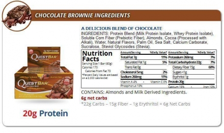 Батончик Quest Nutrition Quest Protein Bar Chocolate Brownie (Шоколадный брауни), 12 шт, фото 3
