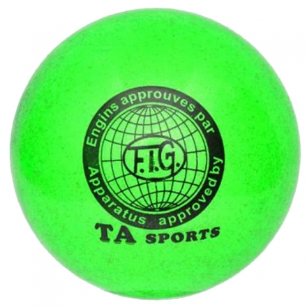 Мяч для художественной гимнастики d-15см Зеленый с добавлением глиттера, фото 1