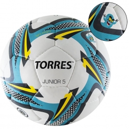 Мяч футбольный &quot;TORRES Junior-5&quot;, р.5, бело-голубой-серый, фото 1