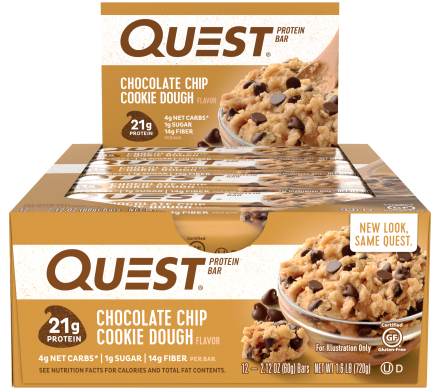 Батончик Quest Nutrition Quest Protein Bar Chocolate Chip Cookie Dough (Печенье с кусочками шоколада),12 шт, фото 1
