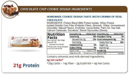 Батончик Quest Nutrition Quest Protein Bar Chocolate Chip Cookie Dough (Печенье с кусочками шоколада),12 шт, фото 3