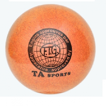 Мяч для художественной гимнастики d-15см Оранжевый с добавлением глиттера, фото 1