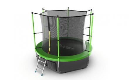 Батут с внутренней сеткой и лестницей, диаметр 8ft (зеленый) + нижняя сеть, фото 4