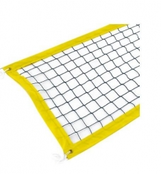 Сетка для пляжного волейбола, Д - 2,8мм, черная,обшита тентом желтого цвета с 4-х сторон, с тросом