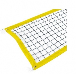 Сетка для пляжного волейбола, Д- 3,1мм, черная, обшита тентом желтого цвета с 4-х сторон, с тросом