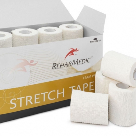 Тейп спортивный Rehab Stretch Tape, арт.RMV0223WH, хлопок, полиэстер, 7.5см x 4.6м, уп. 16 шт, белый, фото 1