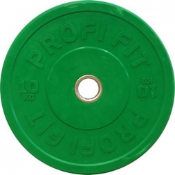 Диск для штанги каучуковый, зеленый, PROFI-FIT D-51, 10 кг, фото 1
