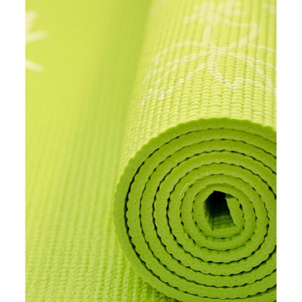Коврик для йоги FM-102 PVC 173x61x0,4 см, с рисунком, зеленый, фото 4