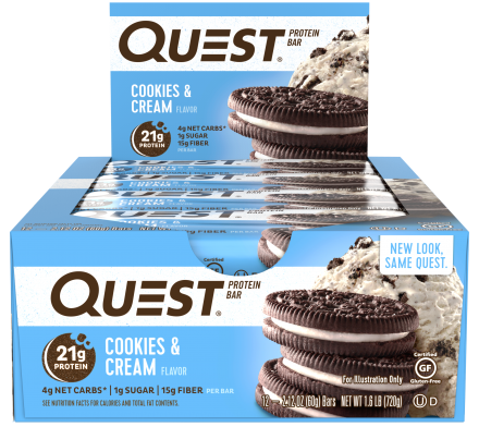 Батончик Quest Nutrition Quest Protein Bar Cookies Cream (печенье с кремом), 12 шт, фото 1