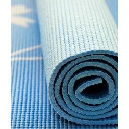 Коврик для йоги FM-102 PVC 173x61x0,5 см, с рисунком, синий, фото 5