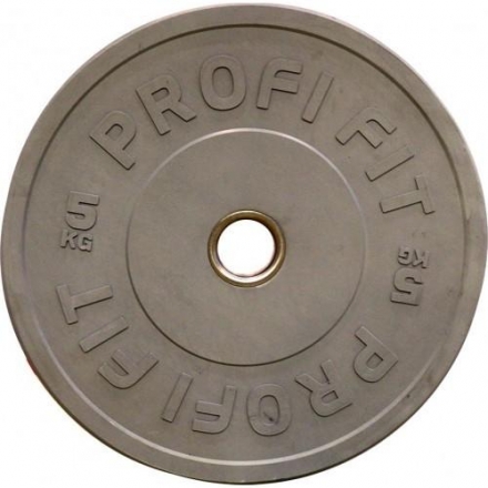 Диск для штанги каучуковый, серый, PROFI-FIT D-51, 5 кг, фото 1
