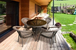 Комплект плетеной мебели МОККА FANO (стол обеденный круглый, 4 кресла), фото 1