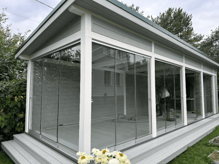 Застекленная беседка ВИСТА с безрамным остеклением, фото 2