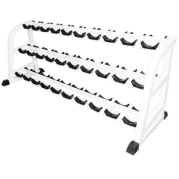 Стойка для хранения профессиональных гантелей Barbell МВ 1.19 на 15 пар трехъярусная белый