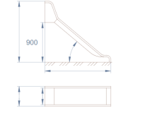 Горка открытая из нержавеющей стали с высотой спуска 900 мм, цвет нержавеющая сталь – ГПО900НТ