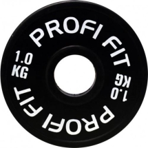 Диск для штанги каучуковый, черный, PROFI-FIT D-51, 1,0 кг