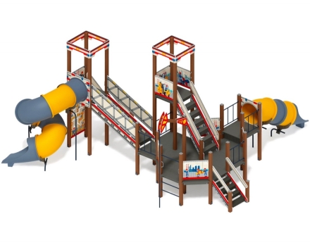 Детская игровая площадка Буровая (лего) горка-труба винтовая Н 2000, горка-труба Н 1200 ДИК 2.28.01-01, фото 2