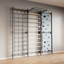 Шведская стенка Rock-s со скалодромом и пространственной сетью черная