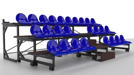 Трибуна телескопическая ОЛИМП СИТИ 3-х рядная на 26 мест без ограждения, фото 3