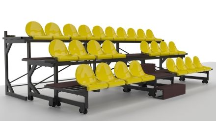 Трибуна телескопическая ОЛИМП СИТИ 3-х рядная на 26 мест без ограждения, фото 1