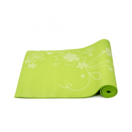 Коврик для йоги FM-102 PVC 173x61x0,6 см, с рисунком, зеленый, фото 3