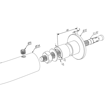 Перекладина шведской стенки и рукохода FLY 800, черная, фото 7