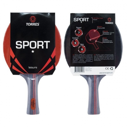 Ракетка для настольного тенниса TORRES Sport 1*, для любителей, фото 1