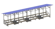 Трибуна сборно-разборная 3-х рядная на 60 мест с деревянными скамейками (с навесом) СТ-254