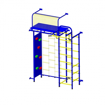 Детский спортивный комплекс Пионер 10Л со скалодромом сине/жёлтый, фото 1