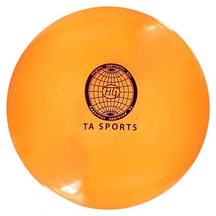 Мяч для художественной гимнастики d-20см Оранжевый с блестками, фото 1