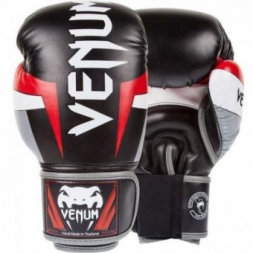 Перчатки боксерские Venum &quot;Elite&quot; Boxing Gloves - Black/Red/Grey, фото 1