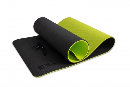 Коврик для йоги 10 мм двухслойный TPE черно-зеленый, фото 1