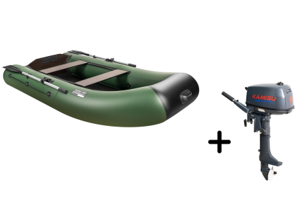 Поход-280T зеленый + KAMISU T 5 BMS (комплект лодка + мотор), фото 1
