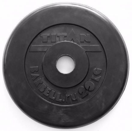 Диск обрезиненный черный 20 кг (51 мм)  TP51-20, фото 1