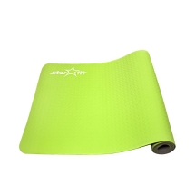 Коврик для йоги FM-201 TPE 173x61x0,4 см, зеленый/серый