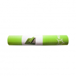 Коврик для йоги FM-201 TPE 173x61x0,4 см, зеленый/серый, фото 6