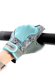 Перчатки для фитнеса женские замш серо-голубые  X10, фото 5