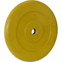 Диск обрезиненный цветной BARBELL 15 кг., d26мм