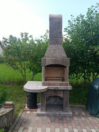 Печь № 5А — Барбекю меандр с круглым столом, фото 1