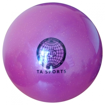 Мяч для художественной гимнастики d-20см Фиолетовый с блестками, фото 1