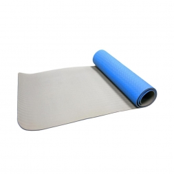 Коврик для йоги FM-201 TPE 173x61x0,5 см, синий/серый, фото 4
