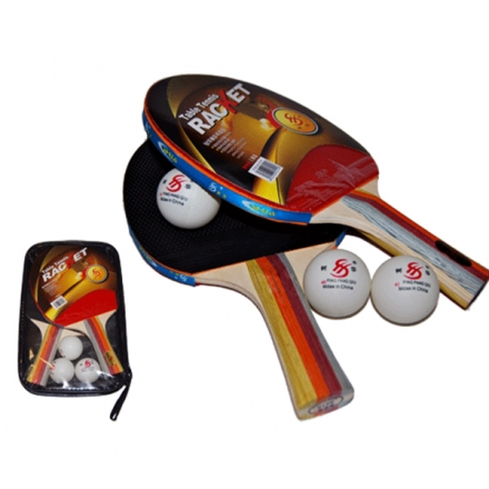 Набор для настольного тенниса 3 звезды 2 ракетки 3 шарика в чехле, фото 1
