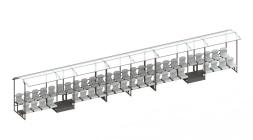 Трибуна 2-х рядная на 48 мест (с навесом из поликарбоната) СТ-251