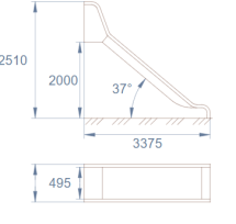 Горка открытая из нержавеющей стали с высотой спуска 2000 мм, цвет нержавеющая сталь – ГПО2000НТ